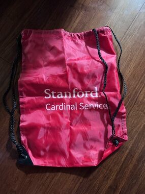 Stanford University Drawstring Cinch Bag White Print Logo Backpack Cardinal Red
